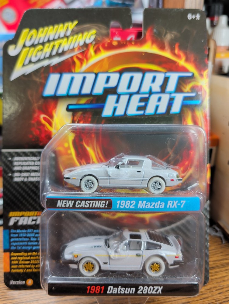 Johnny Lightning Import Heat White Lightning 1982 Mazda RX-7 & 1981 Datsun 280ZX