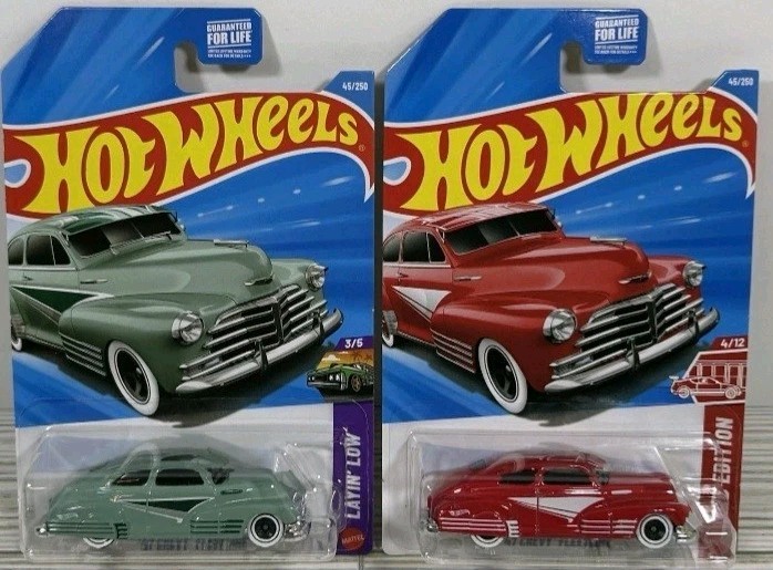 2026 Hot Wheels ’47 Chevy Fleetline Green Layin Low #45/250 + Red Edition Lot2 .