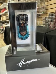 PAGANI HUAYRA 2014 DOORS OPEN REAR COMES OFF CHROME BLUE 1/64 DIECAST CAR BY HKM