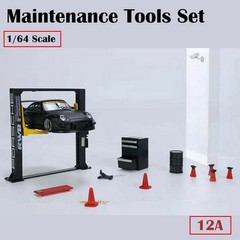 1/64 Diorama Realistic Garage Maintenance Tools Die-Cast ABS Model Car Display;