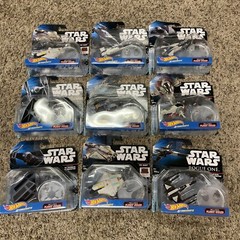 Lot Of 9 Star Wars Hot Wheels Rogue One Starships NEW With Stand