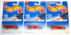 3 Hot Wheels 1996 First Editions Ferrari F50 12 of 12 W/one International card