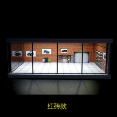 Diorama 1/64 City Car Showroom Model LED Lighting Car Garage Scene Model Display
