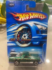 2005 Hot Wheels Mainline #171 ’69 EL CAMINO Green Variant w/Chrome 5 Spoke Wheel
