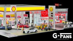 1/64 Diecast Car Garage Model LED City Street Parking Lot Scene Gifts US Diorama
