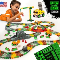 Construction Toy Track For Kids Playset Gift – Excavator Truck Crane Vehicles