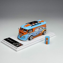 1:64 Gulf Livery T1 Bus Lowrider Diecast Alloy Collectible Van