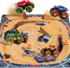 27Pcs Monster Truck Playset with Arena Playmat, 1:64 Mini Toy Trucks with Interc