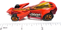 HOT WHEELS PREYING MENACE RED 1:64 DIECAST 3″ CAR W BROWN & YELLOW – COPPER RIMS