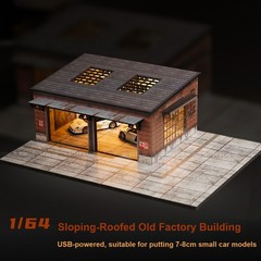 Diorama 1/64 Car Garage Model LED Lighting Factory Model Cars Display Case US