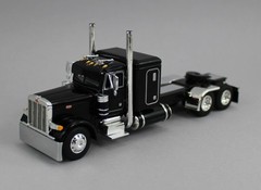 DCP 1:64 *BLACK* Peterbilt 379 48″ Flattop Semi Truck *NIB*