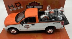 Ford F-150 STX 1:27 SCALE WITH 1958 FLH DUO GLIDE 1:24 HARLEY BY MAISTO WHITE