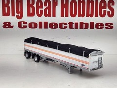 New 1/64 DCP White W/Orange Stripes 50′ Wilson Spread Axle Hopper Bottom Trailer