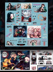 Demon Slayer Anime Waterslide Decals White Toner 1:64 for Custom Hw Gl Mb #045