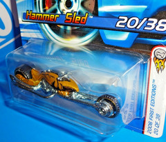 Hot Wheels 2006 First Editions #20 Hammer Sled Mtflk Gold w/ Black Flames