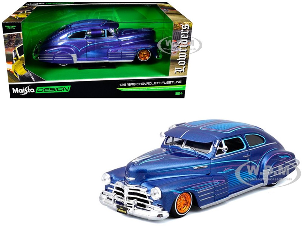 1948 CHEVROLET FLEETLINE LOWRIDER BLUE 1/25 DIECAST MODEL CAR BY MAISTO 32553