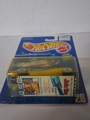 1989 Hot Wheels YELLOW GRAY & BLUE 37 BUGATTI WWs Blue Card #28 Speed Points