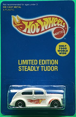 1993 Hot Wheels White Steadly Tudor (1940 Ford) w/ REAL RIDERS ~ 7000 MADE /LTD