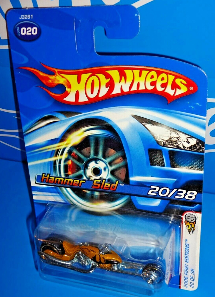 Hot Wheels 2006 First Editions #20 Hammer Sled Mtflk Gold w/ Black Flames