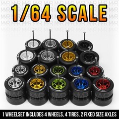 1/64 Scale WATANABE 8 SPOKE v5 Real Rider Wheels Rims Tire Set for Hot Wheel
