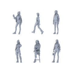 LYTR640 1/64/87/160 Modern Street Casual Style Young Female MultiPose SixPerson