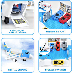 Transport Cargo Airplane Car Toy Play Set for 3+ Years Old Boys and Girls(Blue)