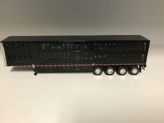 BLACK DCP 1/64th Cattle Trailer QUAD Axle W/ SINGLE TAG AXLE CHROME FRONT