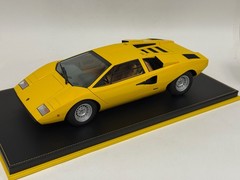 1/12 scale Model of Lamborghini Countach LP400 in Yellow From 1974 Leather base
