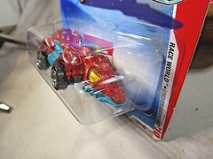 2010 Hot Wheels #185 Race World-Underground 1/4 FANGSTER Red/Teal w/5 Spokes