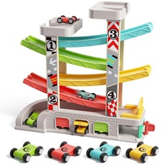Car Ramp Toys, Race Track Car Toy for Age 2-4 Year Old Boy with 4 Cars, Parki…