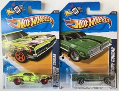 Hot Wheels 2012 KMART COLOR VARIATIONS ‘68 Mercury Cougar ‘69 Cougar Eliminator