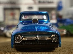 Hot Wheels Spectra Flame Blue Over Zinc Plated ‘56 Ford F100 Custom Wheel Swap