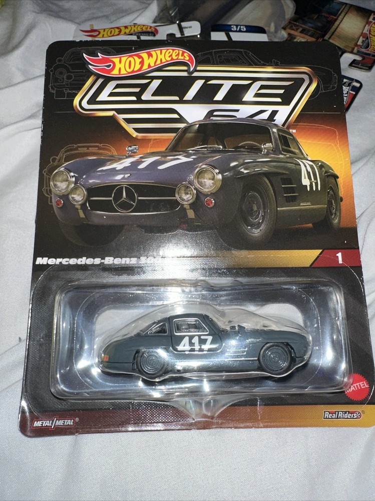 Hot Wheels Elite 64 Mercedes Benz 300SL 1/64 Car – Gray (HNG51)