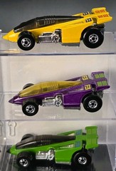 Hot Wheels Shadow Jet with Blackwalls Color Variation Lot – Yellow Purple Green