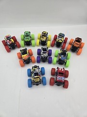 Lot Of 10 3″ Monster Truck Friction Powered Push And Go Toy Stunt Car