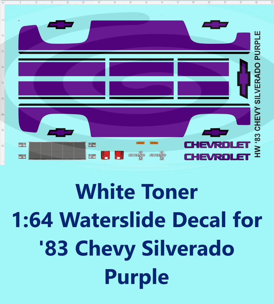 White Toner 1:64 Waterslide Decal for ’83 Chevy Silverado Purple
