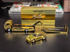 Pop Race XCartoys HEC Beijing 1/64 RWB 930 Gold Set Ltd 300 Truck Transporter