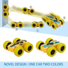 Set of 4 Double-sided Stunt Flip Inertia Powered Car Toys Vehicle 360 Rotation