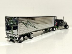 RARE! 1/64 DCP Black Kenworth W900 L & Chrome Van Trailer JERRY LINANDER #33722