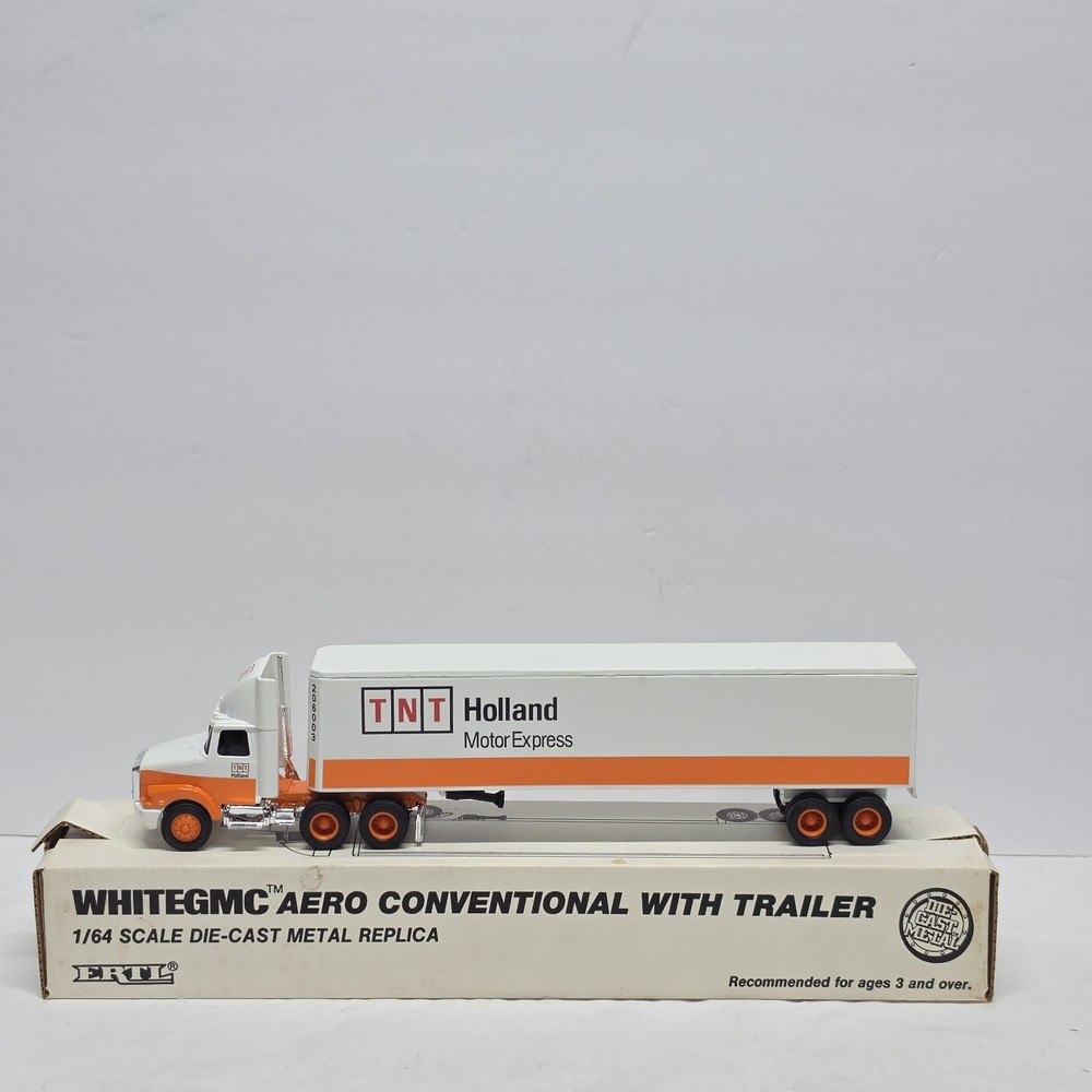 Ertl 1:64 Volvo TNT Holland Motor Express Diecast Truck Trailer White Orange ’92