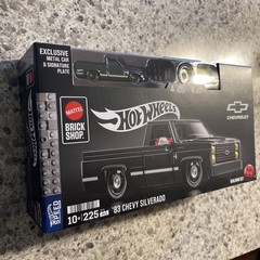 Mattel Brick Shop Hot Wheels Black ’83 Chevy Silverado Building Set In Hand