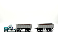 DCP 1/64 Kenworth W900A Day Cab w Dual 22ft End Dump Trailers 60-2291