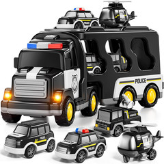 Police Truck Toy for 3 4 5 6 Years Old Boys – Carrier Vehicle Toy Set with 3 Sma
