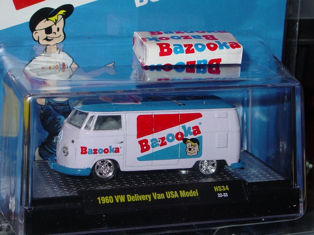 M2 MACHINES 1969 VOLKSWAGEN VW VAN BAZOOKA JOE BUS w/BUBBLE GUM Blue/White, MIP