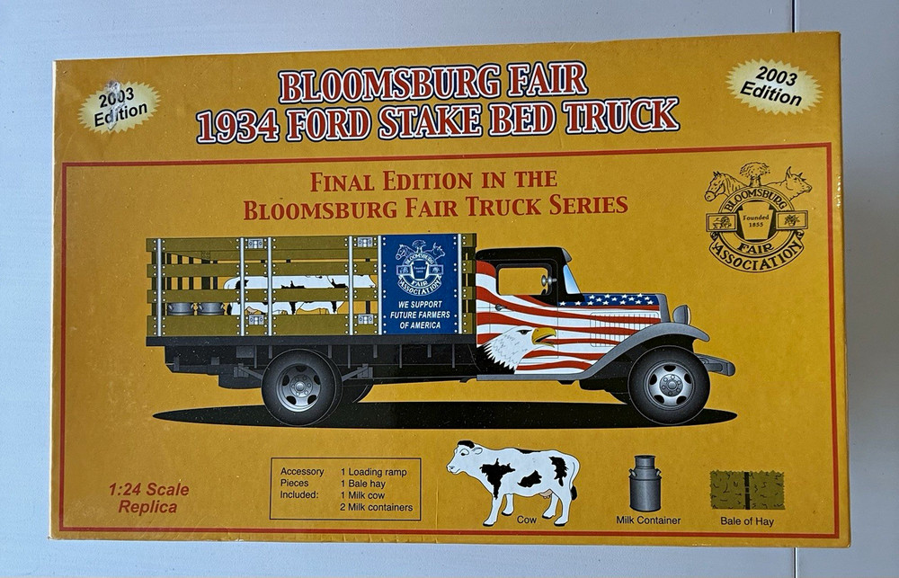 2003 Bloomsburg Fair 1934 Ford Stake Bed Truck 1:24 Scale Replica. NOS.
