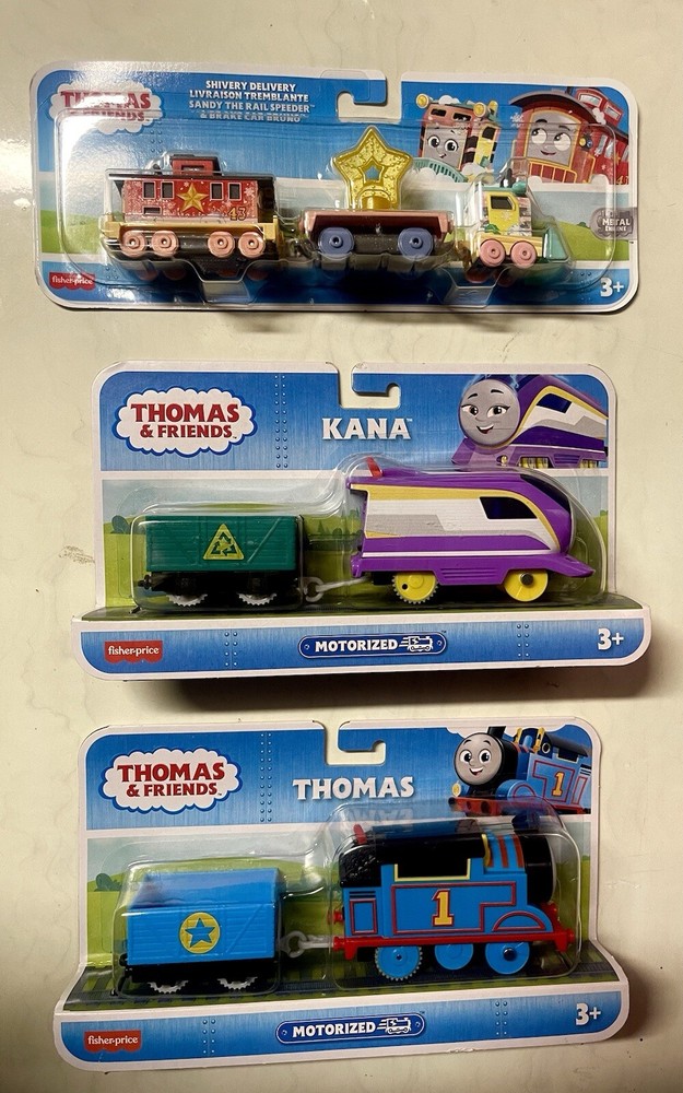 Thomas & Friends Thomas ,Kana,Sandy& Brake Car Bruno Motorized Train Lot Of 3