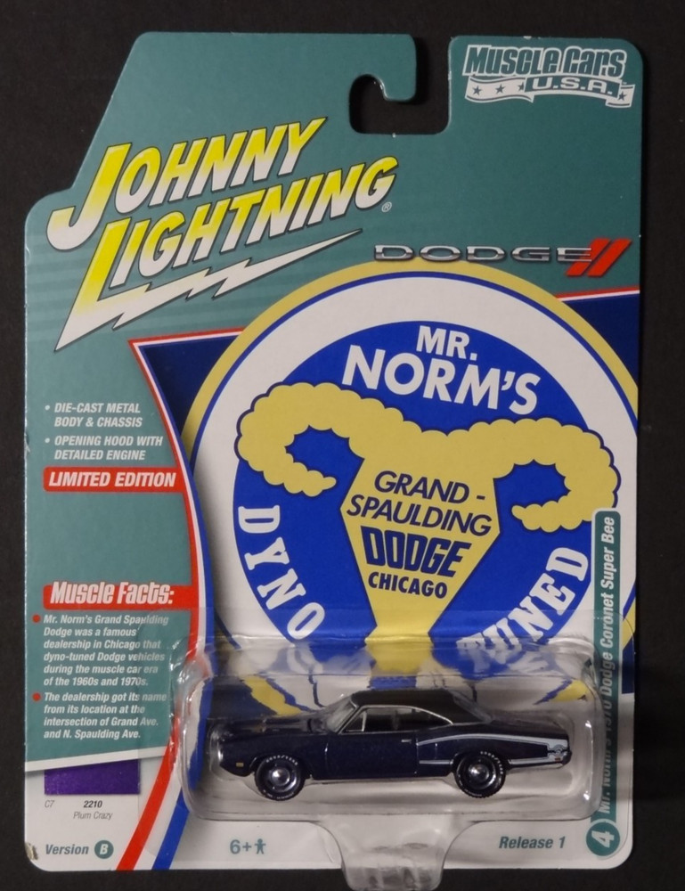 JOHNNY LIGHTNING – MUSCLE CARS PURPLE – 1970 DODGE CORONET SUPER BEE – R1 VB