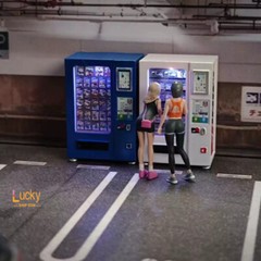 Diorama 1/64 Car Garage Vending Machine Model LED City Street Scene Display Prop