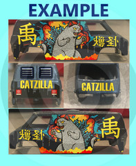 White Toner 1:64 Waterslide Decal for Super Van Godzilla Humor Catzilla Kaiju