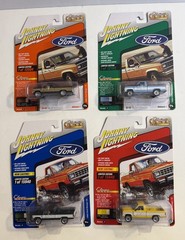 4 Johnny Lightning Ford Ranger XL Lot (34) 1/:64 Yellow Green Blue Tan NISP